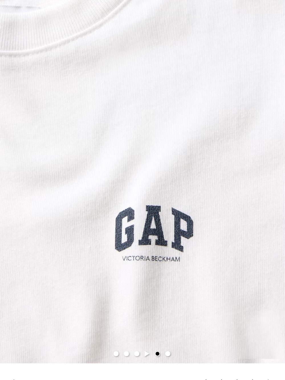 GAP X Victoria Beckham White Short Sleeve Crewneck Tee with Small Logo - Picture 2 of 4